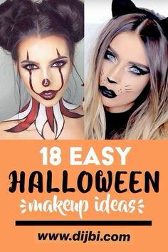 Halloween Costumes With Just Makeup, Halloween Faces Drawn, Diy Spooky Halloween Costumes, Adult Halloween Face Paint Ideas, Last Min Diy Halloween Costumes, Easy Halloween Face Makeup For Women, Halloween Make Up Ideas Easy Cute, Makeup Only Halloween Costumes, Quick And Easy Halloween Makeup Looks