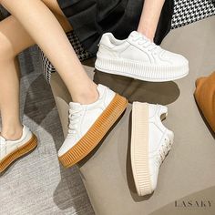 Lasaky - Elevated Casual Shoes with Thick Soles and Biscuit-Style Design - The Perfect White Shoe Biscuit Design, Casual White Sneakers, Elevated Casual, Couple Shoes, Slippers Cozy, Stiletto Sandals, Casual Sport Shoes, Platform Sneakers, Suede Heels