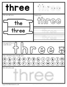 three different worksheets with the words in each letter and numbers on them,