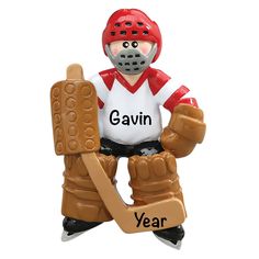 a personalized ornament for a hockey player