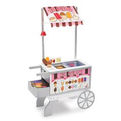 an ice cream cart is shown with wheels