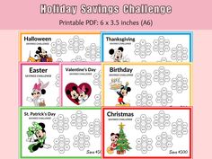 mickey mouse and friends printables for kids to use in the holiday savings challenge