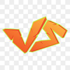 an orange arrow with the letter v on it