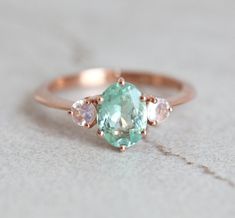 Large Engagement Rings, Stunning Rings, Engagement Ring Sets, Gold Wrap Ring, Delicate Gold Ring, Tourmaline Engagement Ring, Green Sapphire Ring, Oval Cut Ring, Rainbow Food