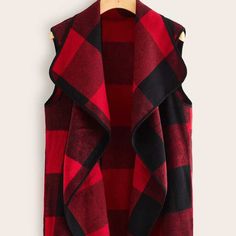 Waterfall Buffalo Plaid Vest. Size Small. Brand New! Plus Size Street Style, Buffalo Plaid Vest, Chaleco Casual, Stitch Clothes, Fall Fit, Outwear Women, Plaid Vest, Women Overcoat, Vest Coat