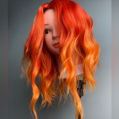 Heat Resistant Bob Party Wig Ombre Orange Wig Length: Around 35cm/14 Inches Length: 14" Weight: 0.33 Pound, About 200 G Density: 130%, Thick Wig. Perfect For Halloween, Cosplay, Theme Parties, Costume Party, Or Just For Fun Head Circumference Is About 22 Inches. Anime Wigs Short, Thick Wig, Wigs Orange, Orange Wigs, Middle Part Wigs, Short Wavy Wig, Curly Ombre, Orange Wig, Wig Costume