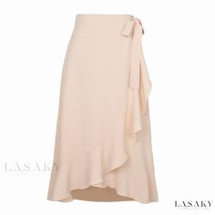 Lasaky - One-Piece Strap Long Skirt Irregular Wrap Hip Solid Color Midi Skirt Pink Chiffon Skirt, Long Skirt Summer, Bodycon Midi Skirt, Solid Skirt, Summer Wraps, Long Skirts For Women, Chiffon Skirt, Body Con Skirt, Tie Dress