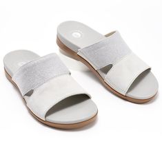 Add some subtle shimmer to your casual looks with these suede slide sandals, bringing exceptional support and comfort to your summer style. From RevitalignTM. Suede Slides, Slide Sandals, Summer Style, Casual Looks, Fashion Shoes, Summer Fashion, Bring It On, Sandals