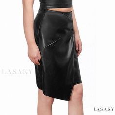 Lasaky - Modern and Sophisticated Midi Pencil Leather Skirt with a Flattering Silhouette Modern Pencil Skirt For Party, Modern Pencil Skirt For Spring Party, Elegant Pencil Mini Skirt For Going Out, Modern Fitted Skirt For Party, Elegant High Waist Mini Skirt For Going Out, Modern Fitted Party Skirt, Elegant Pencil Skirt For Going Out, Elegant Asymmetrical Skirt For Going Out, Stylish Midi Skirt