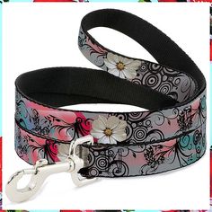 Buckle Down Pet Leash - Flowers w/Filigree Pink - 4 Feet Long - 1" Wide Double Dog Crate, Pet Playpen, Scroll Pattern, Pink Dog, Dog Crate, Pet Lover, Pet Grooming