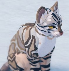 a cat that is sitting in the snow