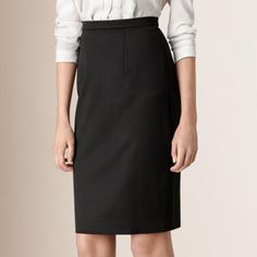 Stunning Burberry London Women's Wool Midi Pencil Skirt. Color Is Black Size 6 Us Fully Lined New With Tags, No Flaws Zipper In Back Designer Item Retail $575 Ships Within 24 Hours! Burberry Skirt, Burberry Plaid, Burberry Classic, Midi Pencil Skirt, Plaid Pencil Skirt, Lace Pencil Skirt, Knee Length Skirt Pencil, Pencil Skirt White, Wool Pencil Skirt