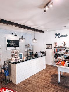 the inside of a store with many items on display