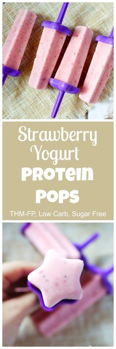 strawberry yogurt protein pops with text overlay