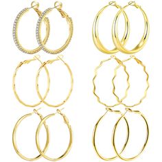 PRICES MAY VARY. Package included: You will get 6 large hoop earrings for women in 6 different styles. Satisfy you different everyday dress up demands. Premium material: Our women hoop earrings are made of hypoallergenic stainless steel and S925 stud, nickel-free and lead-free, the surface is polished with excellent texture that earrings look very shiny and smooth, high quality is not easy to break, tarnish, corrode or rust. Size and design: Inner diameter include: 40mm, 50mm. The secure clip-to Earrings Small Hoop, Flower Hoop Earrings, Simple Hoop Earrings, Chunky Earrings, Everyday Dress, Big Hoop Earrings, Small Hoop Earrings, Hoop Earring Sets, Large Hoop Earrings