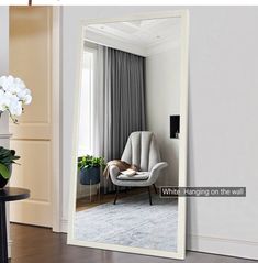 Framed wall mirror 60x26 inch ready to hang on your wall or leaned against your wall. Mirror is made with real glass mirror placed in black or white pine wood frame. Perfect full body framed mirror for your home accent wall decor Large Framed Mirrors, Modern Picture Frames, Framed Wall Mirror, Picture Frame Molding, White Mirror, Picture Frame Shop, Accent Wall Decor, Custom Picture Frame, Framed Mirror