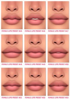 how to draw lips with different shapes and colors for the female lips step by step