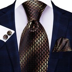 Color: 3340 Suits Business, Men Ties, Groom Cufflinks, Mens Silk Ties, Brown Tie, Tie For Men, Blue Camouflage, Men Formal, Cufflink Set