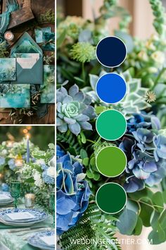 blue and green wedding color scheme with succulents