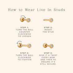 Reimagine your routine with a pair of earrings that show off your adventurous side. Each lightweight stud features a shorter post length and a screw-on ball-style back so you can fix it and forget it for comfortable, long-term wear. Exchange the snags and pokes of traditional earring backs for a style that is cartilage and lobe friendly, headphone ready, and nap approved. Live loudly and sleep soundly– because these ultra versatile studs are made to meet the moment. How To Wear: Unscrew the ball Gold Screw Back Earrings, Jewellery Advent Calendar, Baguette Studs, Made By Mary, Cross Earrings Studs, Bar Stud Earrings, Traditional Earrings, Butterfly Earrings Stud, Bar Studs