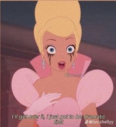 an animated image of princess aurora from disney's sleeping beauty, with the caption i'll get over it just got to be dramatic