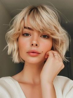 Stylish Blonde Bob Hairstyles to Brighten Your Look Short Blonde Shaggy Bob, Blonde Short Bob With Bangs, Beige Blonde Hair Short, Short Blonde Haircuts With Bangs, Short Blonde Bangs, Blond Bob With Bangs, Blond Short Bob, Very Short Blonde Hair, Blonde Short Hair With Bangs