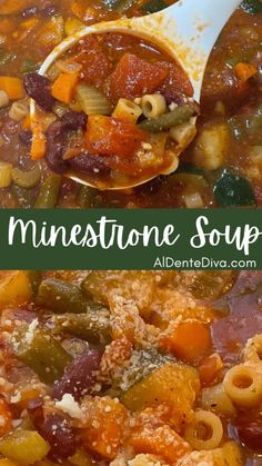 This delicious minestrone soup is an Italian classic made with vegetables, beans and pasta cooked in a flavorful broth. #minestronesoup #souprecipe #easyrecipes