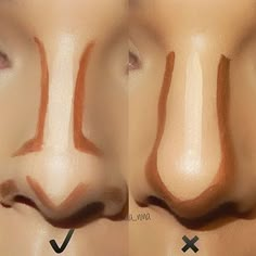 . Face Contouring Tutorial, Facial Contouring Makeup, Contouring Nose, Contour For Round Face, Highlight Contour Makeup, Make Up Diy, Contour Tutorial, Contour Makeup Tutorial