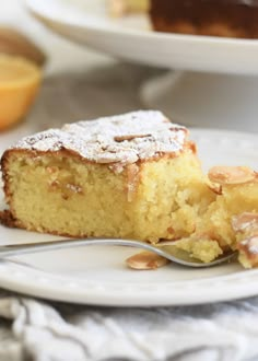 a piece of cake on a plate with a fork