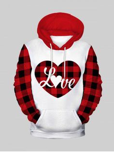 Valentines Day For Men, Skull Pattern, Lined Hoodie, Heart Graphic, Pocket Hoodie, Kangaroo Pocket Hoodie, Mens Clothes, Christmas Men, Red Hoodie