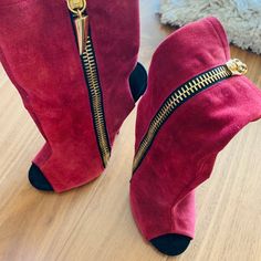 Authentic!! Literally Like Brand New Shoe, Wore Only Once, Burgundy Suede Bootie With Gold Zipper, You Can Wear Multiple Ways. Absolutely Cute Shoe! Chic Suede Party Booties, Cute Shoe, New Shoe, Zanotti Shoes, Giuseppe Zanotti Shoes, Gold Zipper, Suede Booties, Giuseppe Zanotti, Cute Shoes