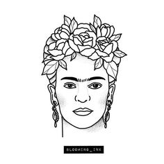 a drawing of a woman with flowers in her hair