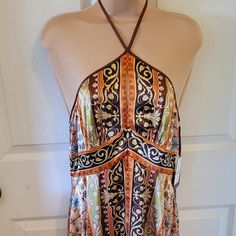 Nicole Miller Halter Dress Adjustable Straps, Soft Satiny Fabric , Flared Skirt Unworn W Tags Final Markdown Boho Whimsical, Whimsical Fashion, Size 8 Dress, Nicole Miller, Flared Skirt, Beautiful Life, Orange Brown, Brown Orange, Flare Skirt