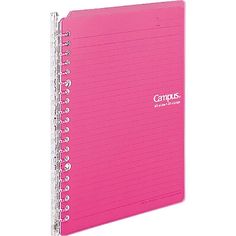 a pink spiral notebook with the words campus on it's front and bottom corner