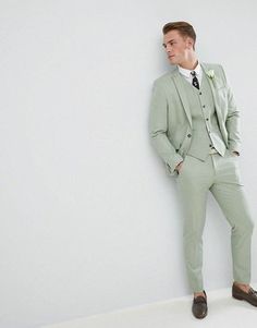 Sage Green Wedding Suit, Sage Quinceanera, Mens Groom Suit, Green Groomsmen, Green Suit Men, Green Wedding Suit, Asos Wedding, Wedding Groomsmen Attire