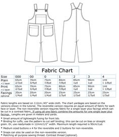 the front and back view of a women's sewing pattern, with measurements for each piece