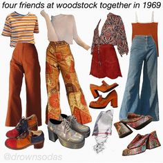 70s Fashion Mood Board, Hippe Outfit Aesthetic 70s, 70 Clothes, Groovy Inspired Outfits, 70s Summer Fashion Plus Size, 70’s Fashion Aesthetic, Groovy 60s Outfit, Seventy Outfit 70s Fashion, 70s 80s Outfits