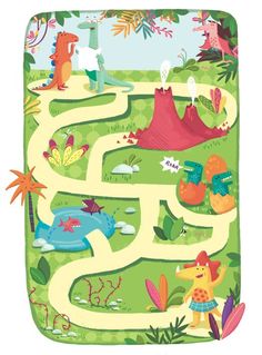 a children's maze board with dinosaurs and other animals on the side, including an elephant