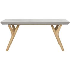 a grey table with wooden legs and a white top