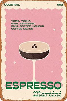 an advertisement for espresso martini on a pink background