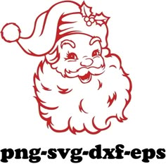 a red and white santa claus logo with the word png - svg - dxf - eps