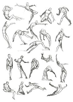 some sketches of people doing different poses in various positions, including the legs and arms