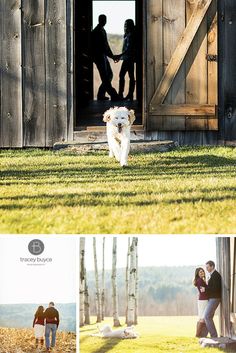 Fun Fall engagement photos with dog at rustic barn in country setting | Tracey Buyce Photography #engagementphotography Hunting Wedding Theme, Twin Telepathy, Engagement Photos With Dog, Engament Photos, Engagement Photography Fall, Engagements Pictures, Engagement Announcements, Engagement Plan, We're Engaged