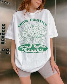 Grow Positive Thoughts | Unisex Tee – Blysswave Studio Spring Streetwear T-shirt With Custom Print, Groovy Tees, Grow Positive Thoughts, The Foundation, Positive Thoughts, Summer Sale, Cotton Tee, Heavy Cotton, Casual Fashion