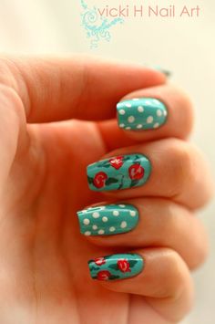 Vintage Nails Red Vintage Nails, Vintage Nail Designs, Fingernails Painted, Vintage Nails, Random Image, Cute Nail Art, Nails Short, Red Vintage, Blue Nails