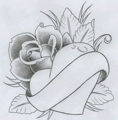 a pencil drawing of a flower with a ribbon around it's neck and an eye