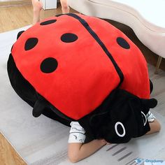 a ladybug bean bag sitting on the floor