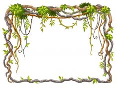 an illustration of a vine frame with vines and leaves around it on a white background