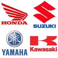 four different logos are shown in red, white, and blue on a white background