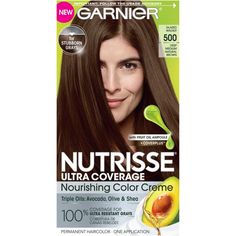 Garnier Nutrisse Ultra Coverage Neutral Medium Brown Shade 500, Medium Brown 500 Garnier Hair Color, Glazed Walnuts, Ash Brown Hair Color, Korean Hair Color, Ash Brown Hair, Professional Hair Color, Color Conditioner, At Home Hair Color, Hair Color Cream